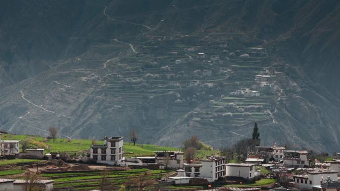 西藏旅游风光藏式民居光影延时视频