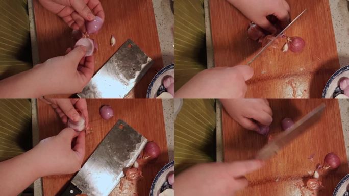 切小葱头去皮处理食材 (3)
