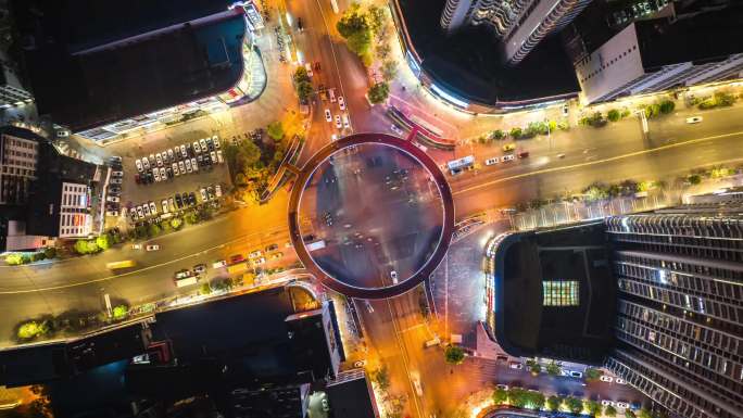 曲靖麒麟南路阿诗玛天桥夜景航拍延时