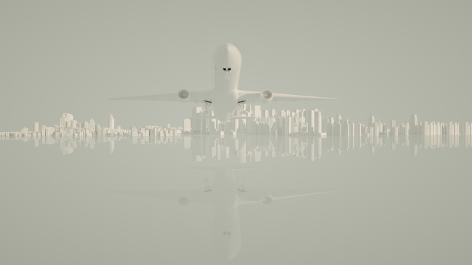 飞机 城市 城市背景 简约城市 镜像城市