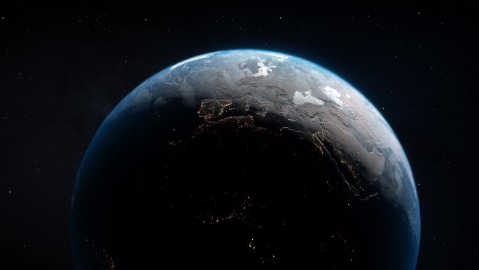 太空中地球日出蓝色星球人类家园温室效应