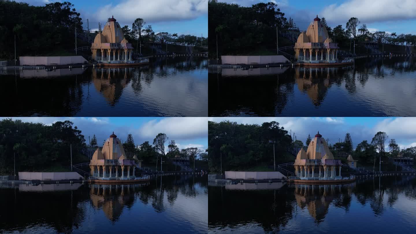 【4K航拍】湖中欧式朗庭设计建筑优美环境