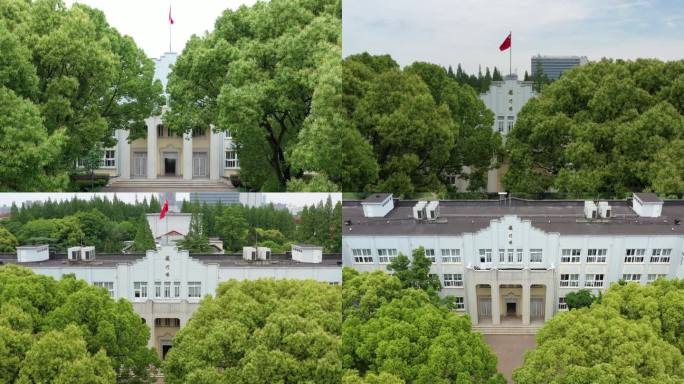 4K原素材-航拍上海市上海中学、上海小学