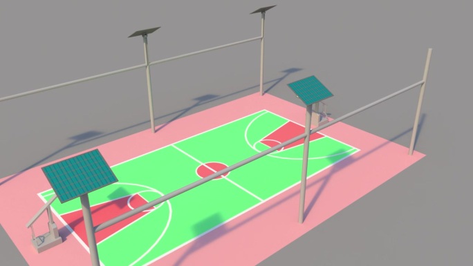 篮球场搭设过程动画视频素材