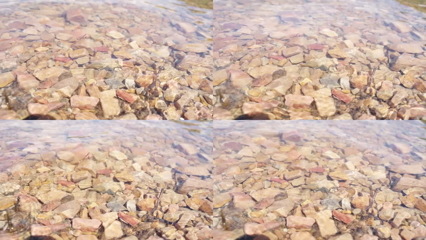 清澈湖水下的石头
