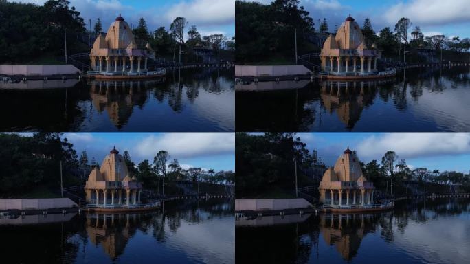 【4K航拍】湖中的欧式朗庭设计建筑
