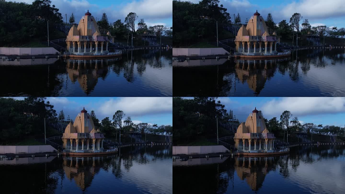 【4K航拍】湖中的欧式朗庭设计建筑