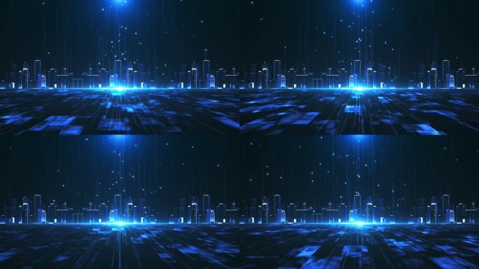 4K蓝色科技感城市动态宣传片背景视频