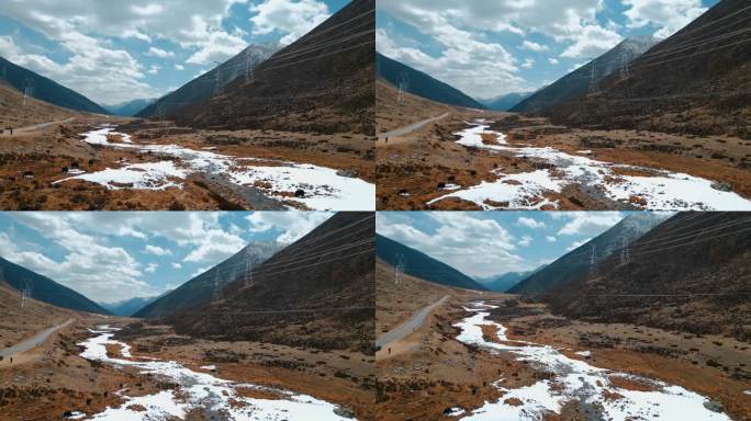 西藏旅游风光318国道雪山牧场冰河