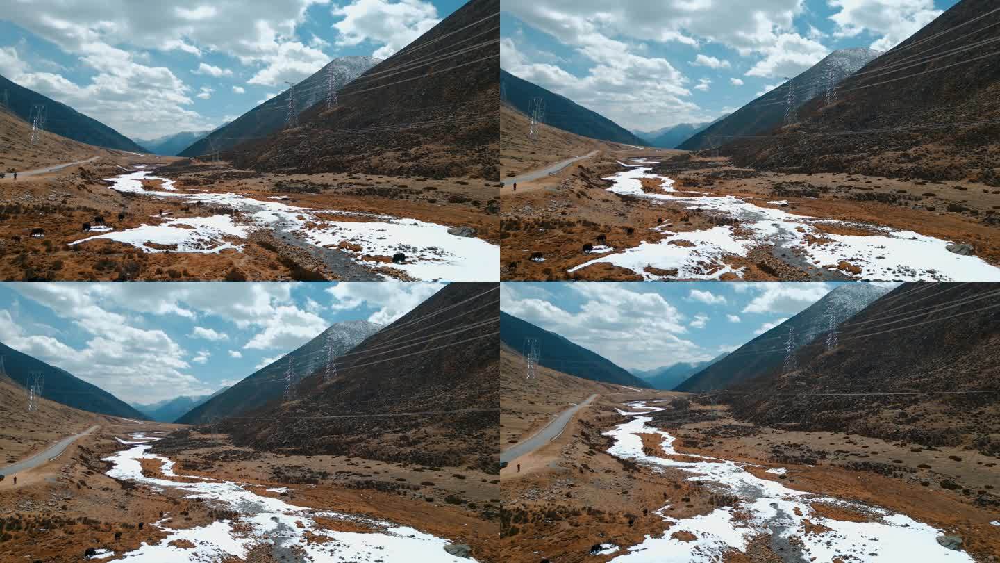 西藏旅游风光318国道雪山牧场冰河
