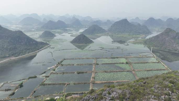 航拍普者黑风景区