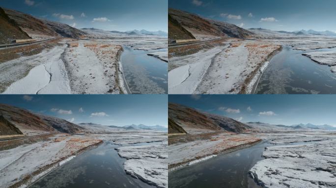 西藏旅游318国道雪域高原冻土蜿蜒冰河