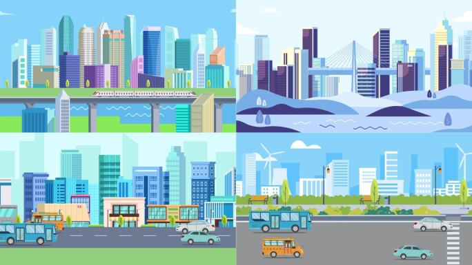 【原创】8款城市动画MG卡通城市