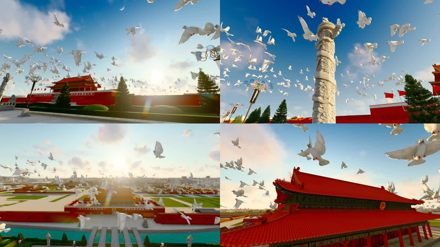 北京天安门放飞和平鸽