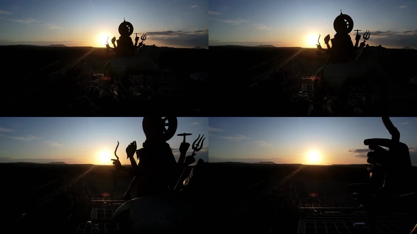 【4K航拍】迎着落日逆光的自由巨型雕像