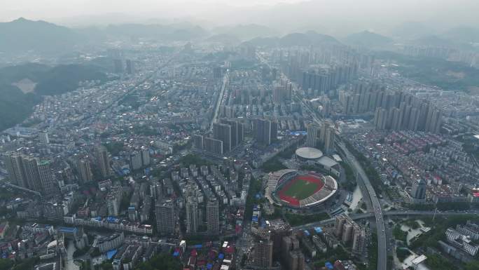 浏阳城市大景航拍