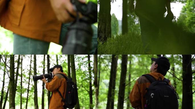 摄影师风光摄影师户外采风树林森林拍摄风景
