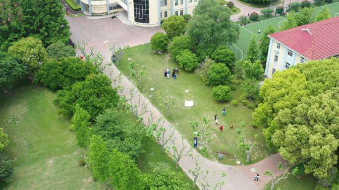 4K原素材-航拍上海市上海中学、上海小学