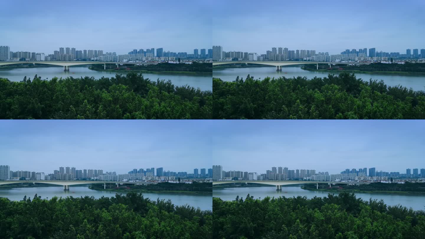 绿色城市空镜 南宁 邕江 葫芦鼎大桥