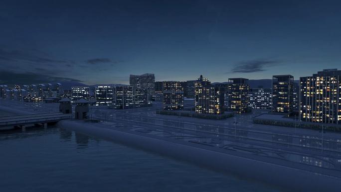 科技感城市夜景三维镜头
