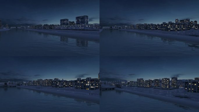 科技感城市夜景三维镜头