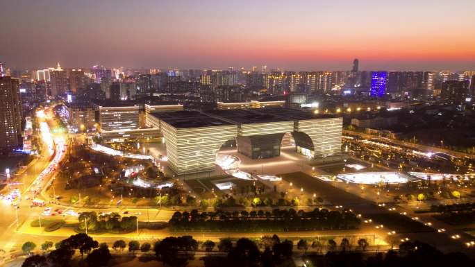 常州 常州文化广场夜景 龙城大道 市民广