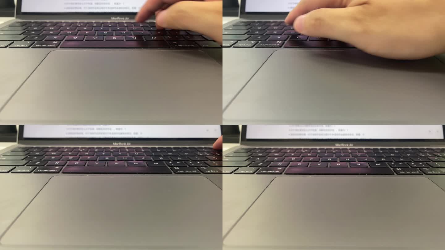 苹果笔记本电脑键盘打字特写