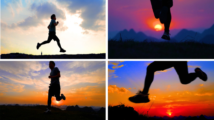年轻人奔跑运动跑步健康力量拼搏精神追光者