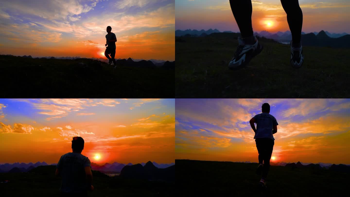 年轻人奔跑运动跑步健康力量拼搏精神追光者