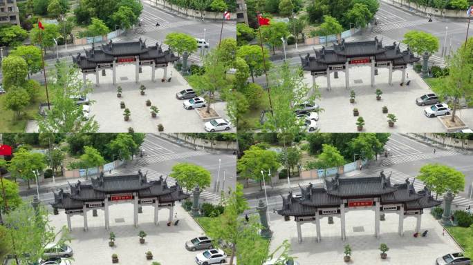 4K原素材-航拍上海宁国禅寺