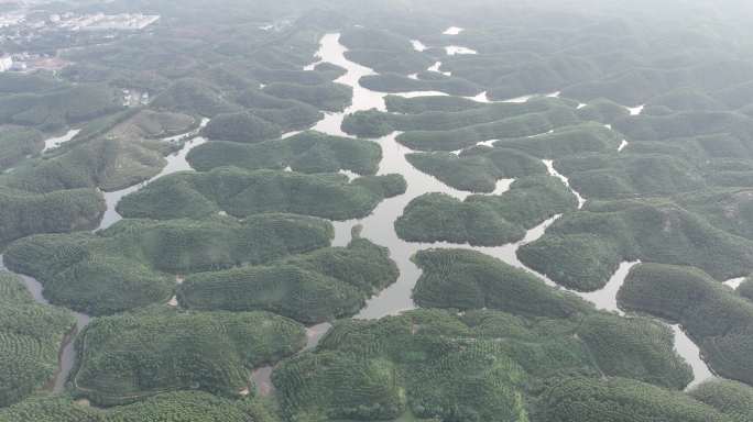 航拍钦州大马鞍水库