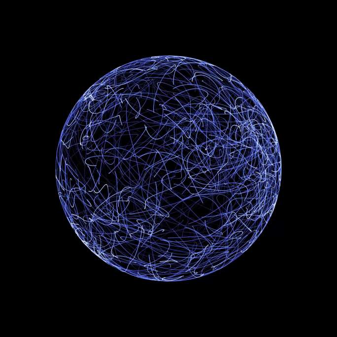 3D动态线条球体旋转 循环 带透明通道