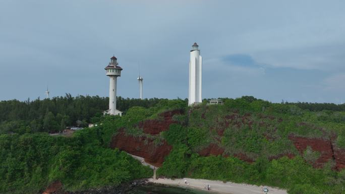 海南儋州龙门激浪 灯塔航拍