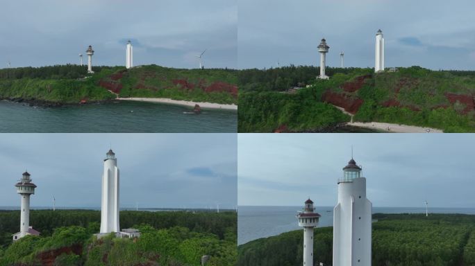 海南儋州龙门激浪 灯塔航拍