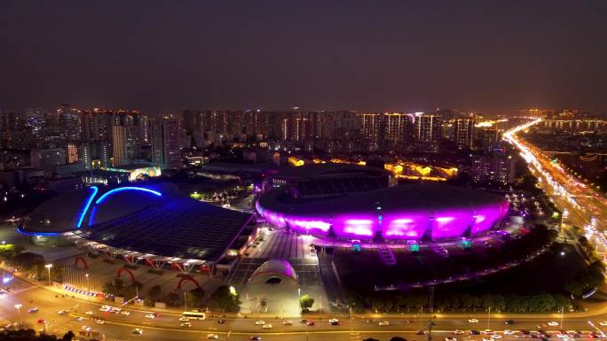 常州 常州文化广场夜景 龙城大道 市民广