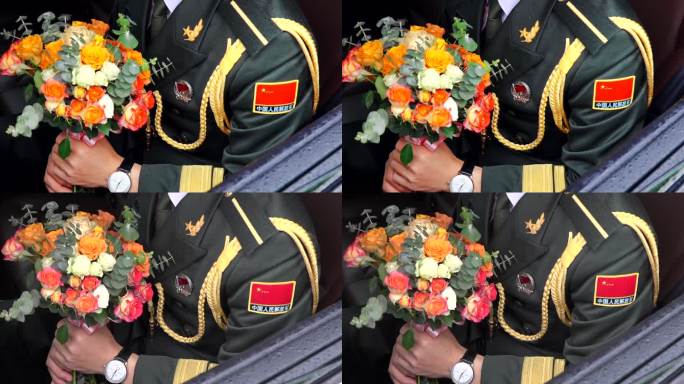中国人民解放军牌子服装手捧花鲜花