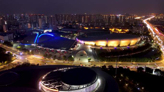 常州 常州文化广场夜景 龙城大道 市民广