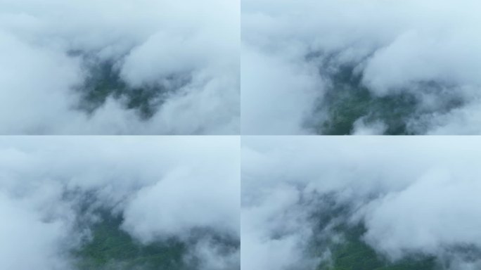 航拍森林穿云破雾素材