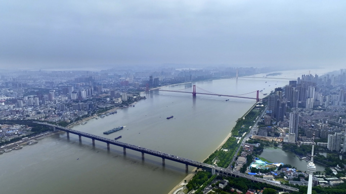2023武汉航拍素材 汉阳江滩 汉口码头