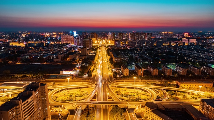 中国吉林长春解放桥城市夜景延时