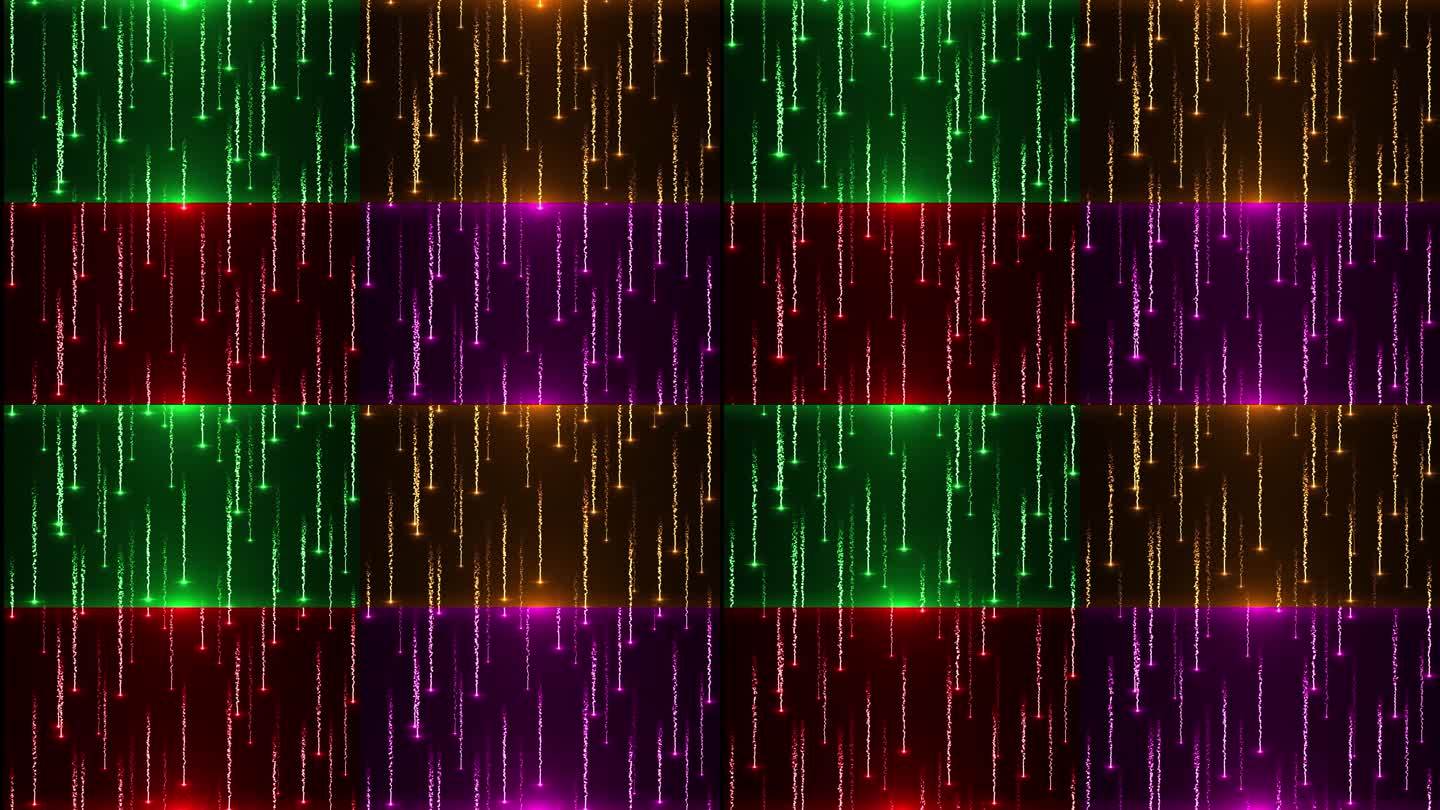 4K彩色粒子下落视频4宫格-循环