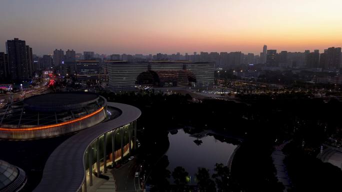 常州 常州文化广场夜景 龙城大道 市民广