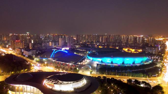 常州 常州文化广场夜景 龙城大道 市民广