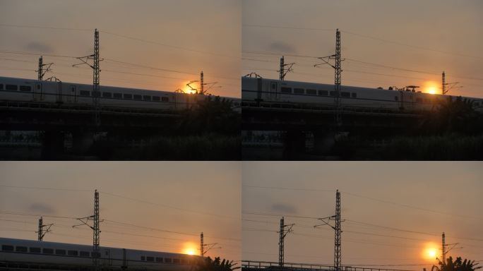 6K夕阳高速列车动车经过