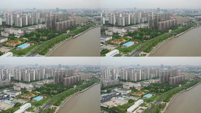 4K原素材-航拍上海徐汇滨江、龙腾大道