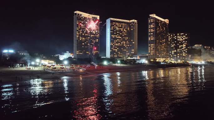 海边航拍夜景