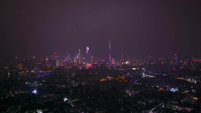航拍广州夜景