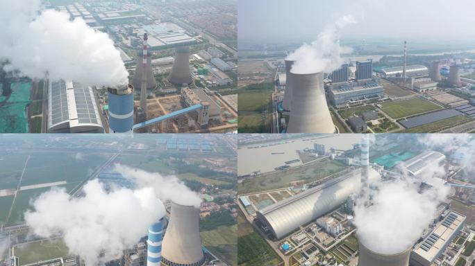 火力发电厂和冷凝塔 全球变暖碳中和碳达峰