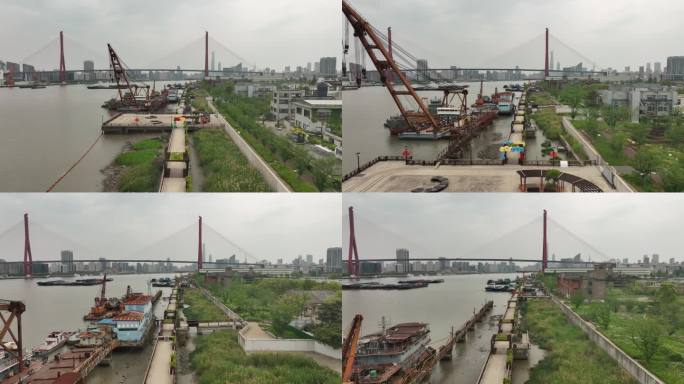 4K上海南浦大桥城市航拍