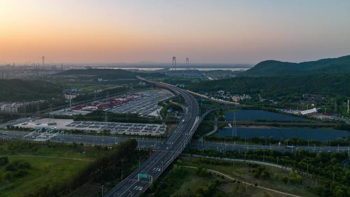 高速公路车流航拍